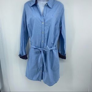 Lilly Pulitzer Sz 14 Blue Belted Shirt Cuff slv